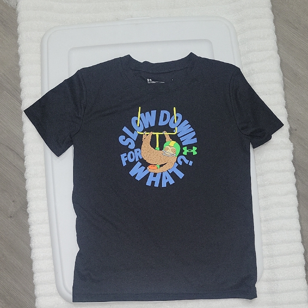 Under Armour Black Tee with Sloth Graphic